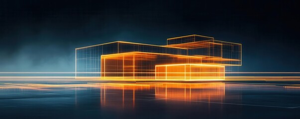 Abstract geometric blueprint with glowing lines, representing the foundation of strong business structures