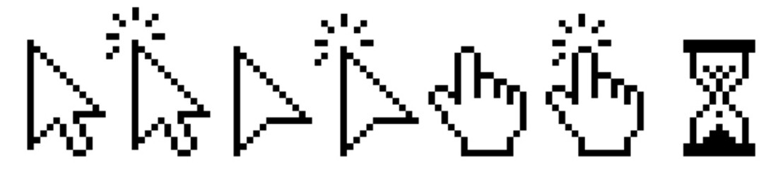 pixel cursor icon set vector