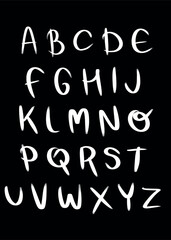 Alphabet letters in white on a black background