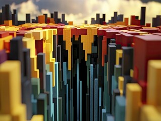 Obraz premium Futuristic digital realm showcasing stock market data flowing effortlessly through clouds, representing advanced analytical capabilities.