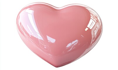 Glossy pink Heart love 3D cute Valentine isolated shiny