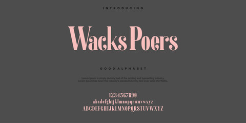 Wacks Poers Abstract Fashion font alphabet. Minimal modern urban fonts for logo, brand etc. Typography typeface uppercase lowercase and number. vector illustration