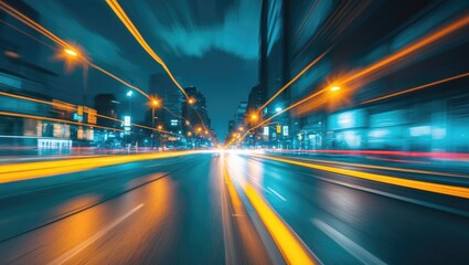 Abstract depiction of nighttime traffic light trails