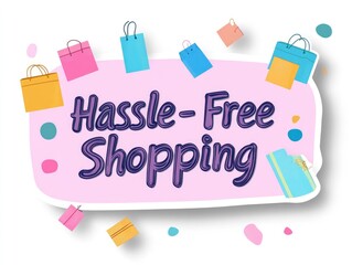 Colorful shopping bags and boxes with a promotional banner