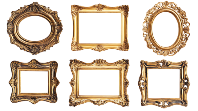 Set of natural vintage gold frame element  PNG Image