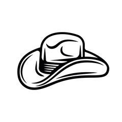 Cowboy hat vector icon illustration in black vintage style isolated on white background