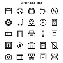 Airport Icons with Outline Style