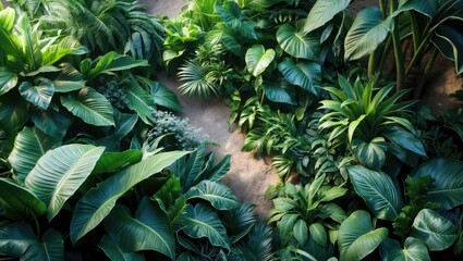 Fototapeta premium abstract green leaf pattern, tropical foliage nature backdrop