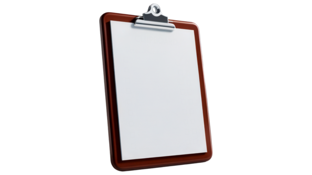 Blank clipboard with a wooden frame and metal clip against a black background.