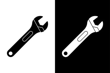 Adjustable Spanner Icon Simple Black & White Vector.