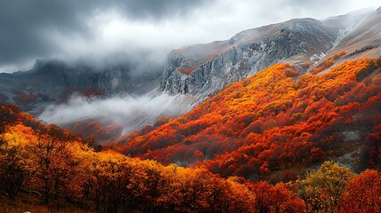 Fototapeta premium Autumn Mountain Forest Landscape