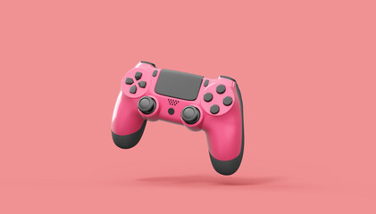 Realistic red video game joysticks or gamepads on pink background © Vasyl Onyskiv