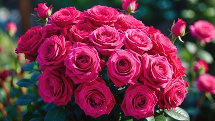 A cluster of red roses flourishing in the garden.