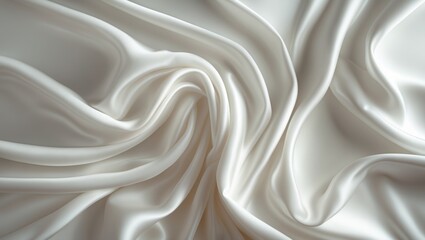 Obraz premium Abstract White Bedding Sheets or Blanket Background and Texture with Copy-Space Featuring Creased or Wrinkled White Fabric in Soft Focus