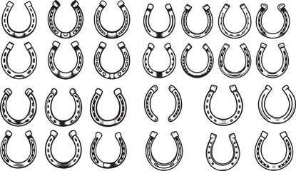 Set of Hand drawn horseshoes illustration