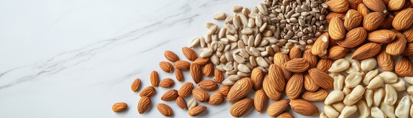 Fototapeta premium A creative food arrangement of antioxidant-rich nuts and vibrant fruits for a healthy lifestyle.