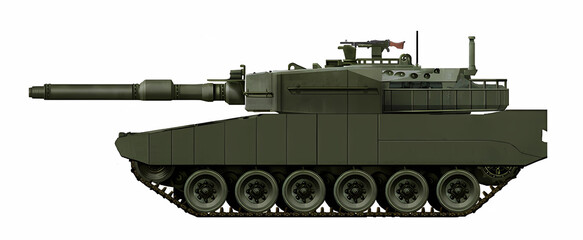 Concept of a new MBT based on the Leopard 2 tank (six-wheeled version), with a 120mm gun and a new turret with an automatic loader © Tikros