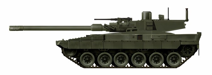 Concept of a new MBT based on the Leopard 2 tank (six-wheeled version), with a 130mm gun and a new unmanned turret with an automatic loader