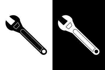 Download Adjustable Wrench Silhouette Crisp Vector Icon.