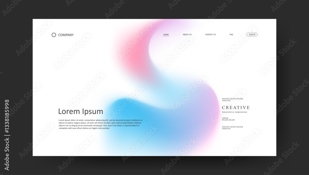Fototapete abstract wave futuristic design of landing page. retro gradient mesh dark concept website design