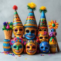 Fototapeta premium Vibrant Colorful Masks: A Celebration of Culture
