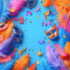 Carnival Mask and Feathers Festive Background