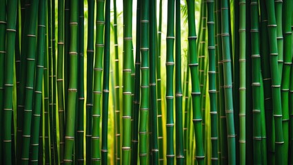 Obraz premium Bamboo fence background in green.