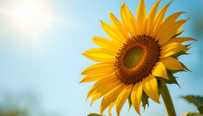 Fototapeta premium sunflower on a blue sky background