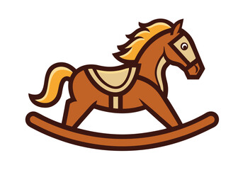 Black and White Rocking Horse Engraving. Vintage Toy Horse Drawing, Elegant and Detailed Rocking Horse Art