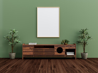 Modern living room with plants and framed artwork