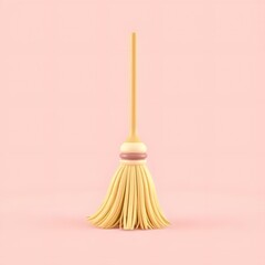 Cute Pastel Pink Broom 3D Illustration