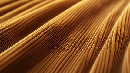 Close-up of Golden Corduroy Fabric Showing Texture and Soft Waves