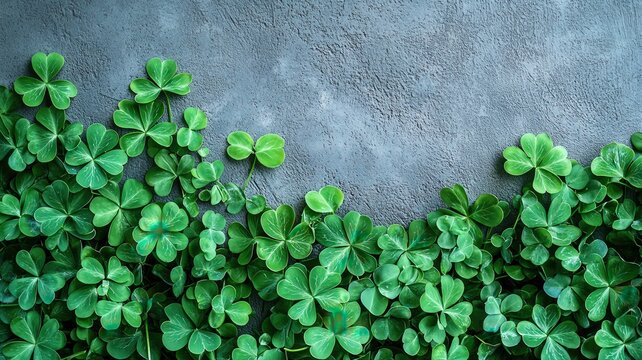 A festive St. Patrick's Day background with lucky green shamrocks, gold coins, and sparkling bokeh lights, with copy space for a message.
- Powered by Adobe