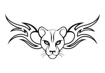 Tribal Panther Tattoo – Black and White Vector Illustration with Dynamic Tribal Art