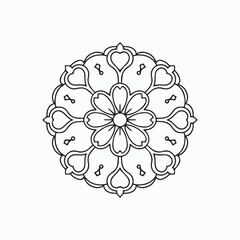 Line art Mandala for Coloring Book Page. Oriental Mandala vector. Simple Mandala Coloring book line art vector illustration. Vector abstract mandala pattern, round frame