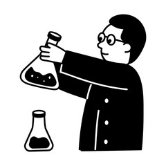 A character doing chemistry research, hand drawn illustration 
