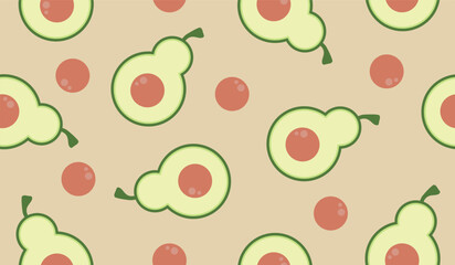Cute avocado fruits pattern background vector design