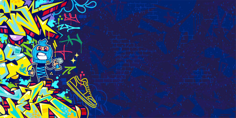 Fototapeta premium Funky Abstract Colorful Urban Street Art Graffiti Style Vector Illustration Background Template