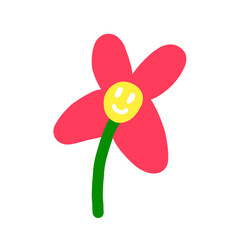 colorful smiling flower isolated on white