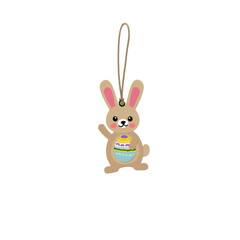 Obraz premium Happy bunny tag with colorful frame for sale discount paper decoration transparent background easter theme