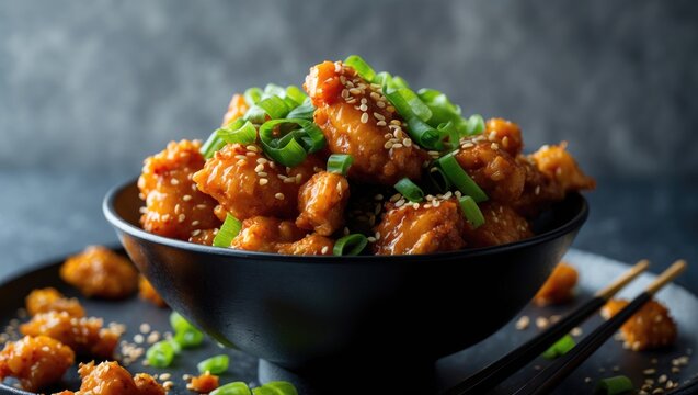 Chilli Chicken is a crispy, sweet, and spicy appetizer, presented in a bowl, with a selective focus.