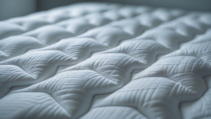 Fototapeta premium Close-up view of white bedding mattress pattern background.