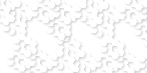 Hexagon background technology texture. Abstract hexagonal mesh cell Surface polygon pattern with glowing hexagon paper texture and futuristic business. Abstract honeycomb mosaic white background.
