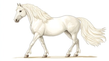 Fototapeta premium Elegant White Horse Walking Gracefully