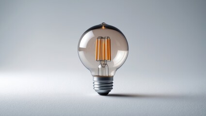 Single Lightbulb on White Backdrop