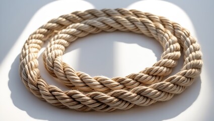 Obraz premium Close-up view of a rope string on a white background.
