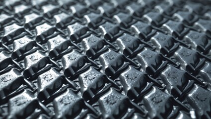 Close-up view of a textured metal diamond plate surface, commonly used for flooring or industrial applications.