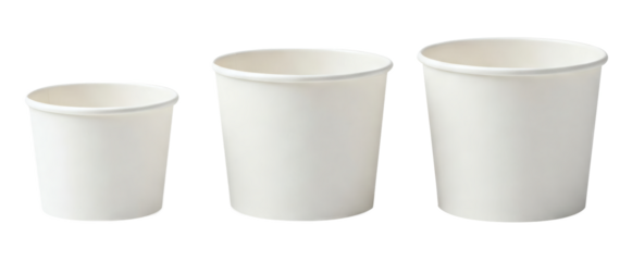8oz 16oz 32oz white cup ice cream dessert on transparent background.