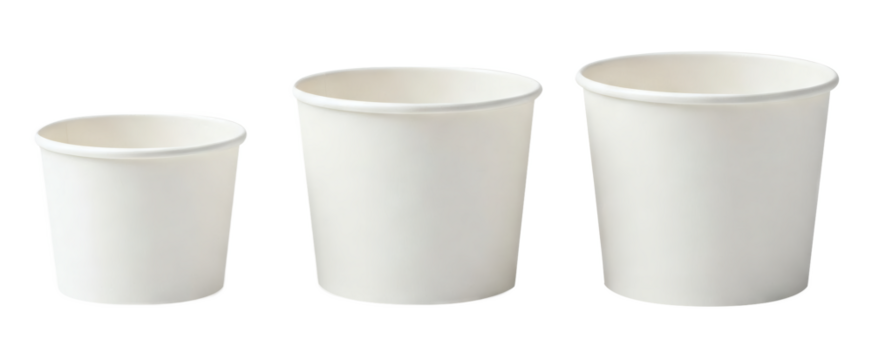 8oz 16oz 32oz white cup ice cream dessert on transparent background.