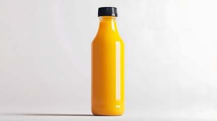 Fototapeta premium Smoothie Bottle Packaging Mockup with Blank Minimal Label Area and Vibrant Juice Container on White Background